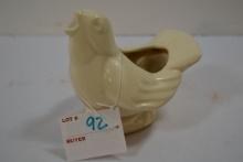 Vintage Unmarked McCoy Pottery Ivory Singing Bird Planter; Chip on Beak and Tail