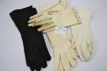 Group of 4 Pair of Vintage Ladies Gloves; Leather and Cloth