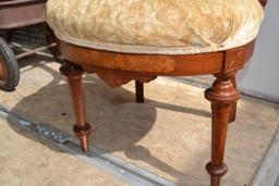 Pair of Very Ornate Walnut and Burl Wood Stuffed Seat Parlor Chairs