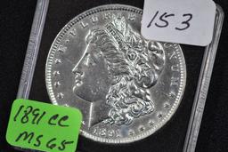 1891-CC Morgan Silver Dollar; MS 65