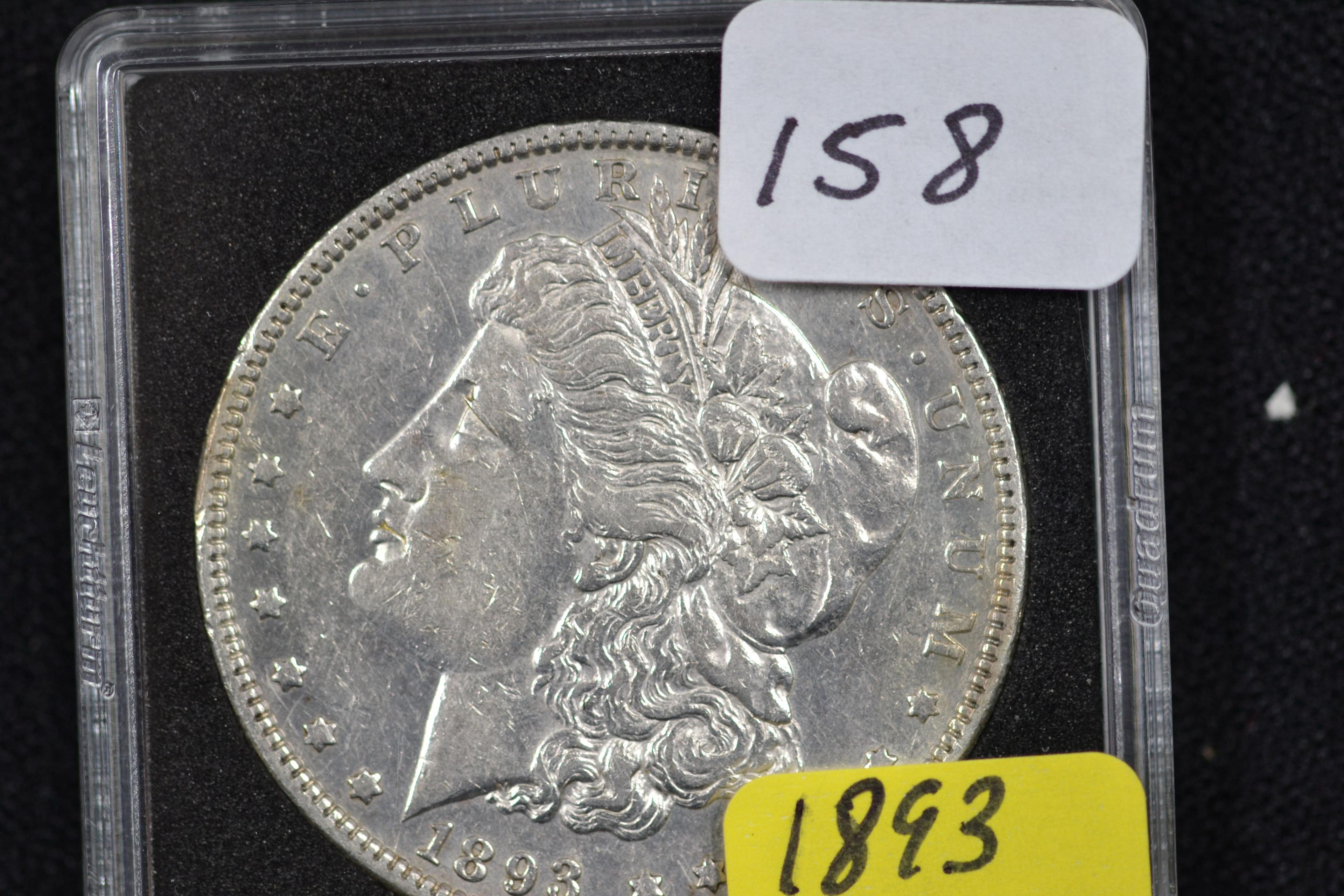 1893 Morgan Silver Dollar; AU+