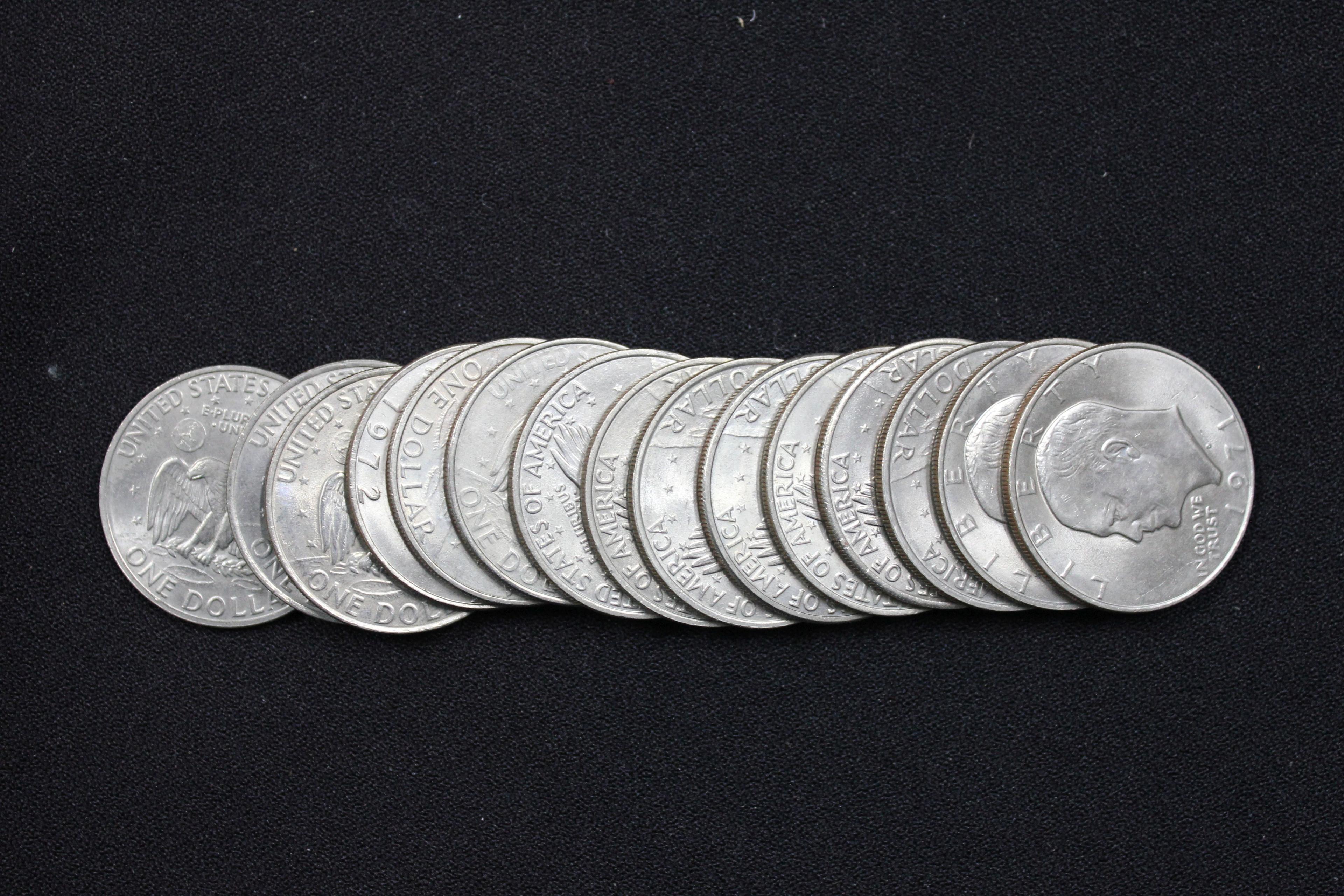 Group of 16 - Eisenhower Dollars 1971-1972 Mix; Circ.