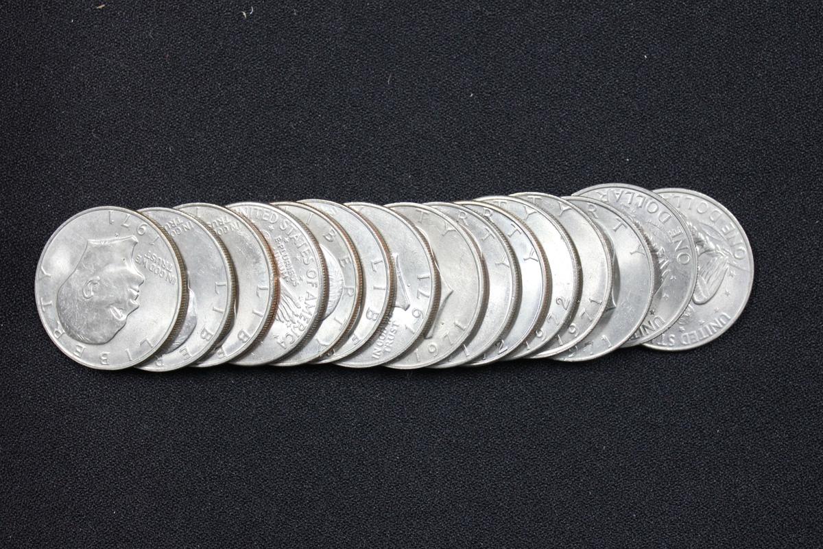 Group of 16 - Eisenhower Dollars 1971-1972 Mix; Circ.