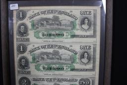 Bank of New England at Goodspeed's Landing, East Haddam, CT, Unissued Sheet of 1, 1, 2, and 5 Dollar