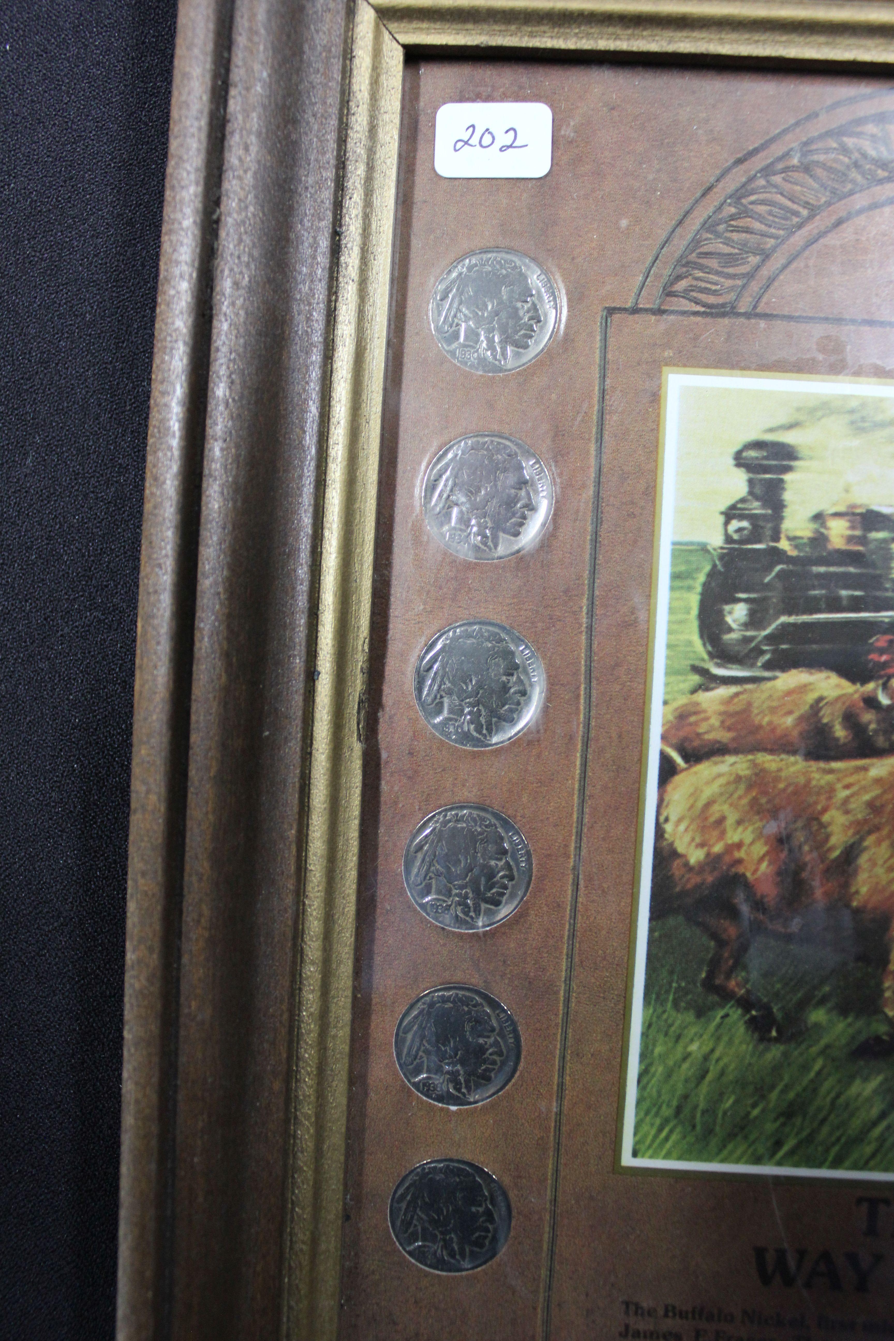 The Way West Collection of 12 Buffalo Nickels; Framed