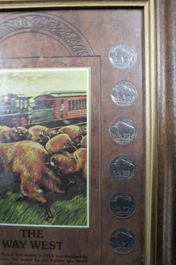 The Way West Collection of 12 Buffalo Nickels; Framed