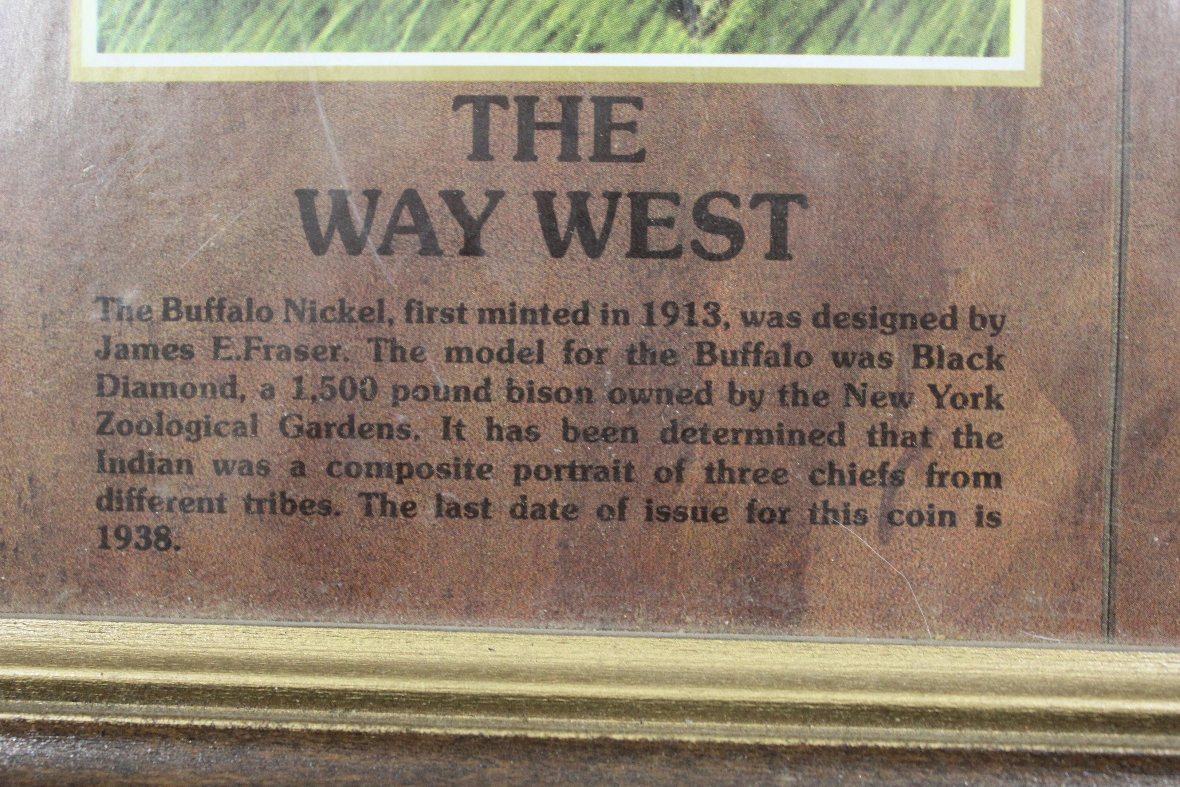 The Way West Collection of 12 Buffalo Nickels; Framed