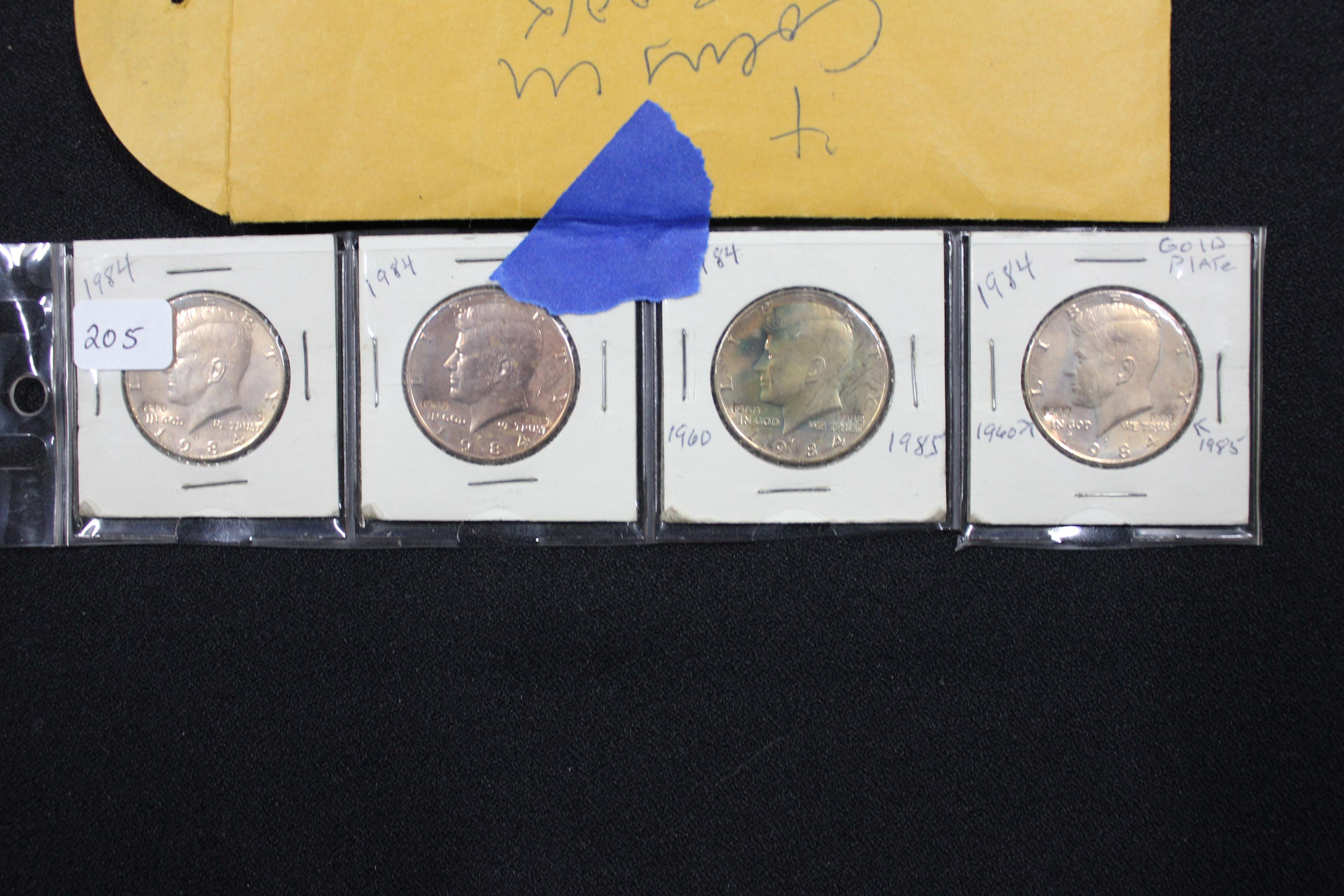 Group of 4 - 1984 Kennedy Half Dollars 24-Karat Gold Plated w/CSOA Authentication Papers