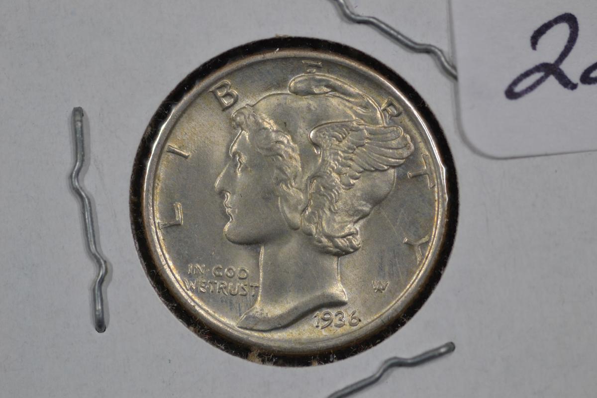 1936 Mercury Dime; MS 63