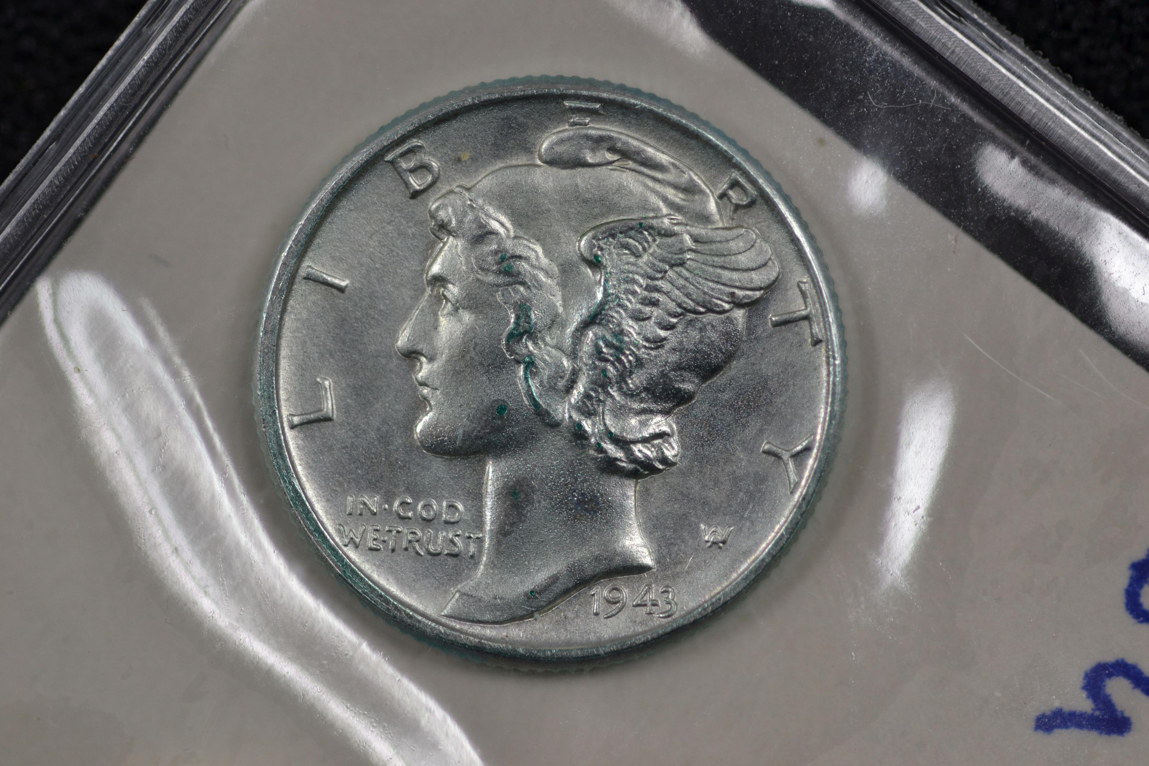 1943 Mercury Dime; BU