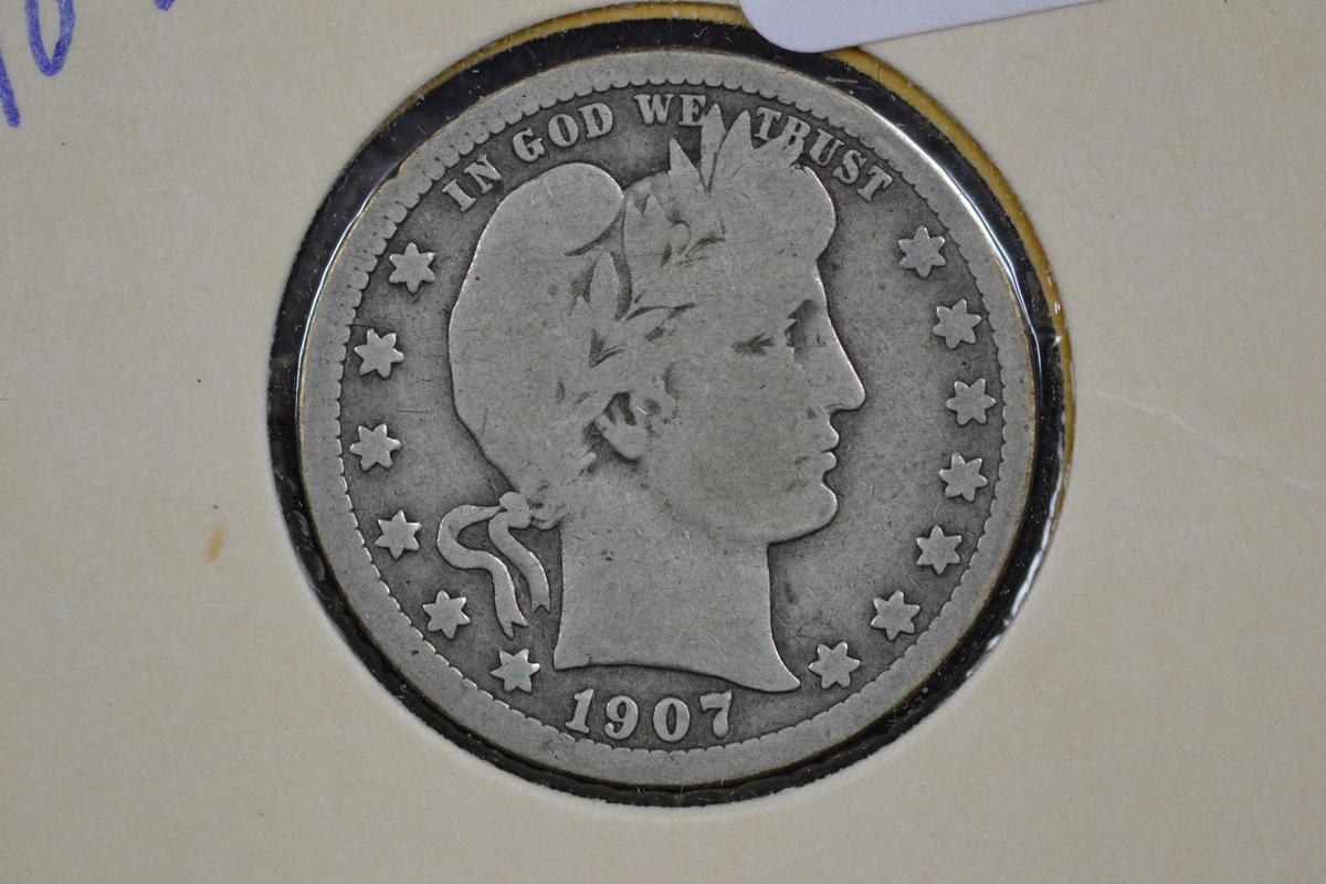 1907 Barber Quarter; VG