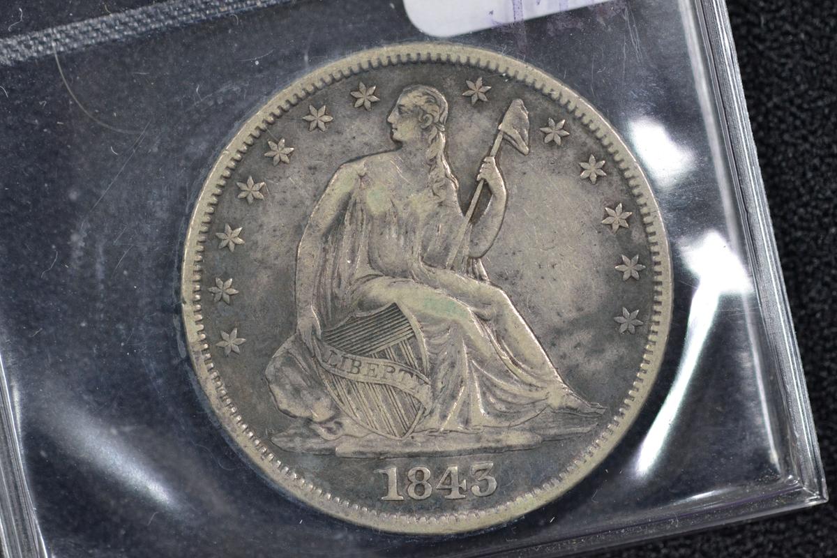 1845 Seated Liberty Half Dollar; VF