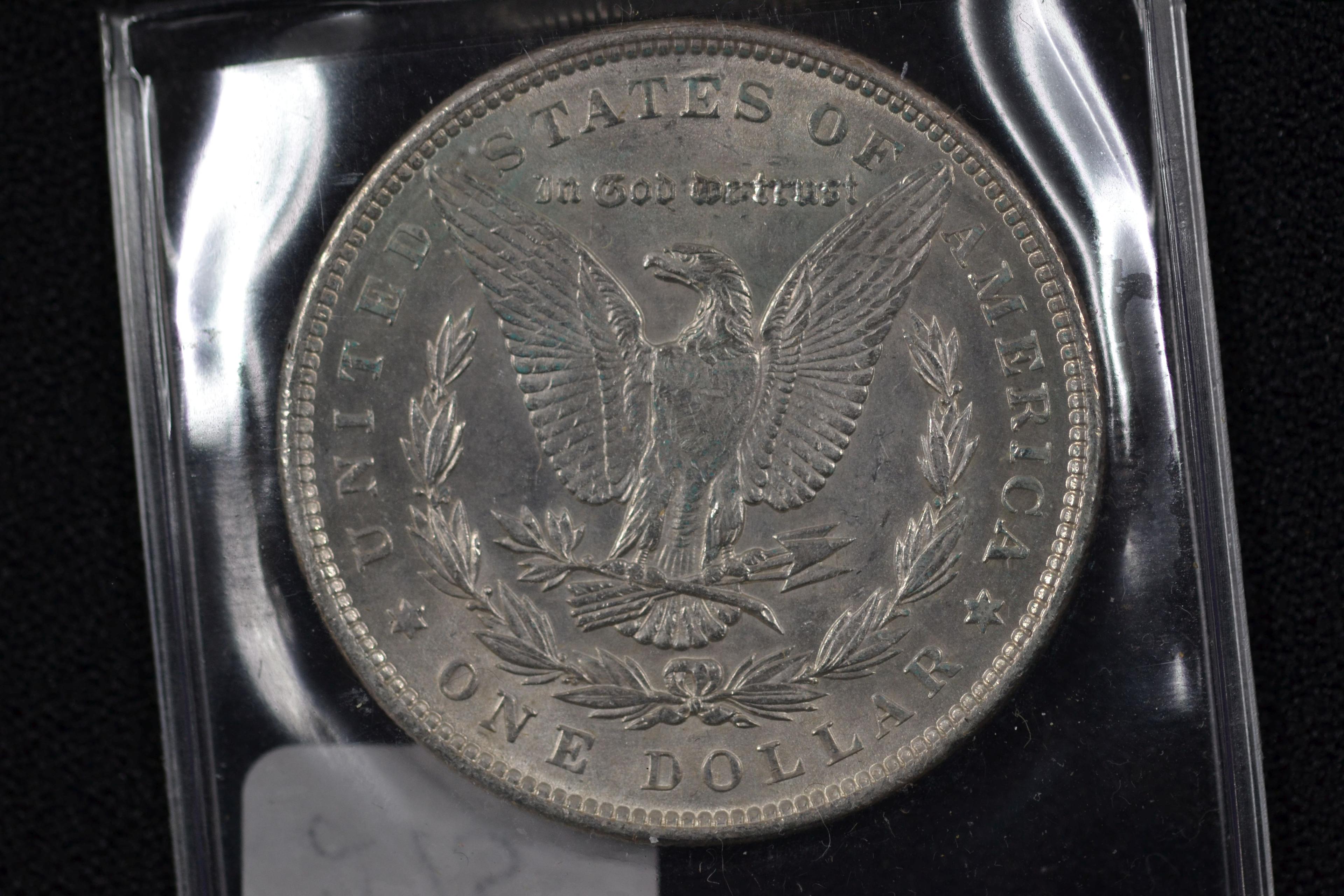 1889 Morgan Silver Dollar; AU 58
