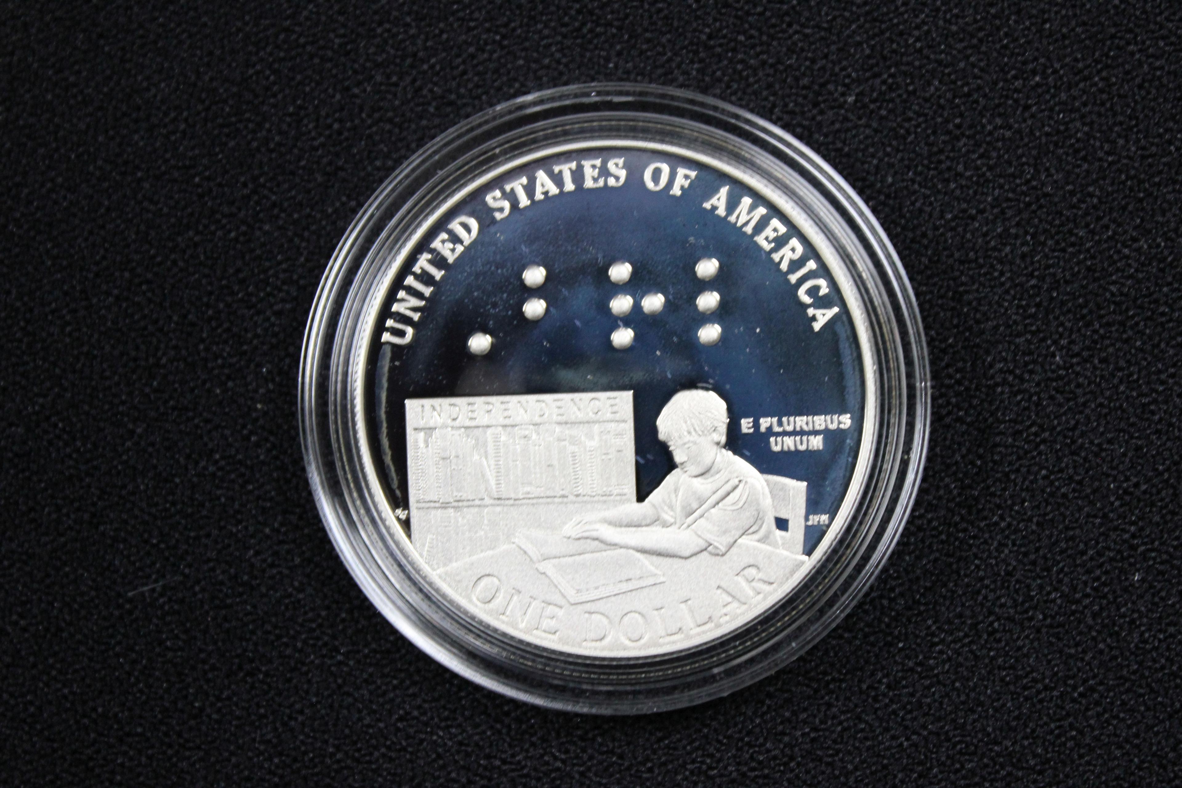 2009 U.S. Louis Braille Bicentennial Silver Dollar