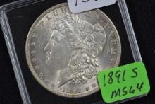 1891-S Morgan Silver Dollar; MS 64