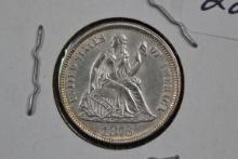 1876 Seated Liberty Dime; MS 60