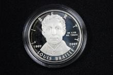 2009 U.S. Louis Braille Bicentennial Silver Dollar