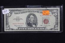 1963 Five Dollar Red Seal Note; Avg. Circ.