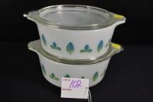 Pyrex Cinderella Twin Server Set  No. 472 including Two Round Casseroles w/Lids; Mfg. 1959