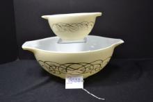 Pyrex 1959 Promotional Golden Scroll Chip and Dip; Nos. 441 and 444; No Chips or Bracket
