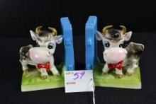 Pair of Cow Bookends by Davar Originals, Japan; 4-1/2"x4