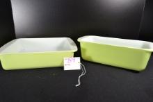 Pyrex Lime Bakeware including No. 213 Loaf Pan and No. 222 Square Cake Dish; Mfg. 1952-1955