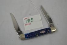 Case XX Blue Handle American Flag Emblem Double Blade 4" Pocket Knife