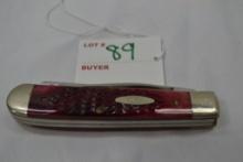 Case XX Red Handle 4" Double Blade, 1 Serrated, # 974