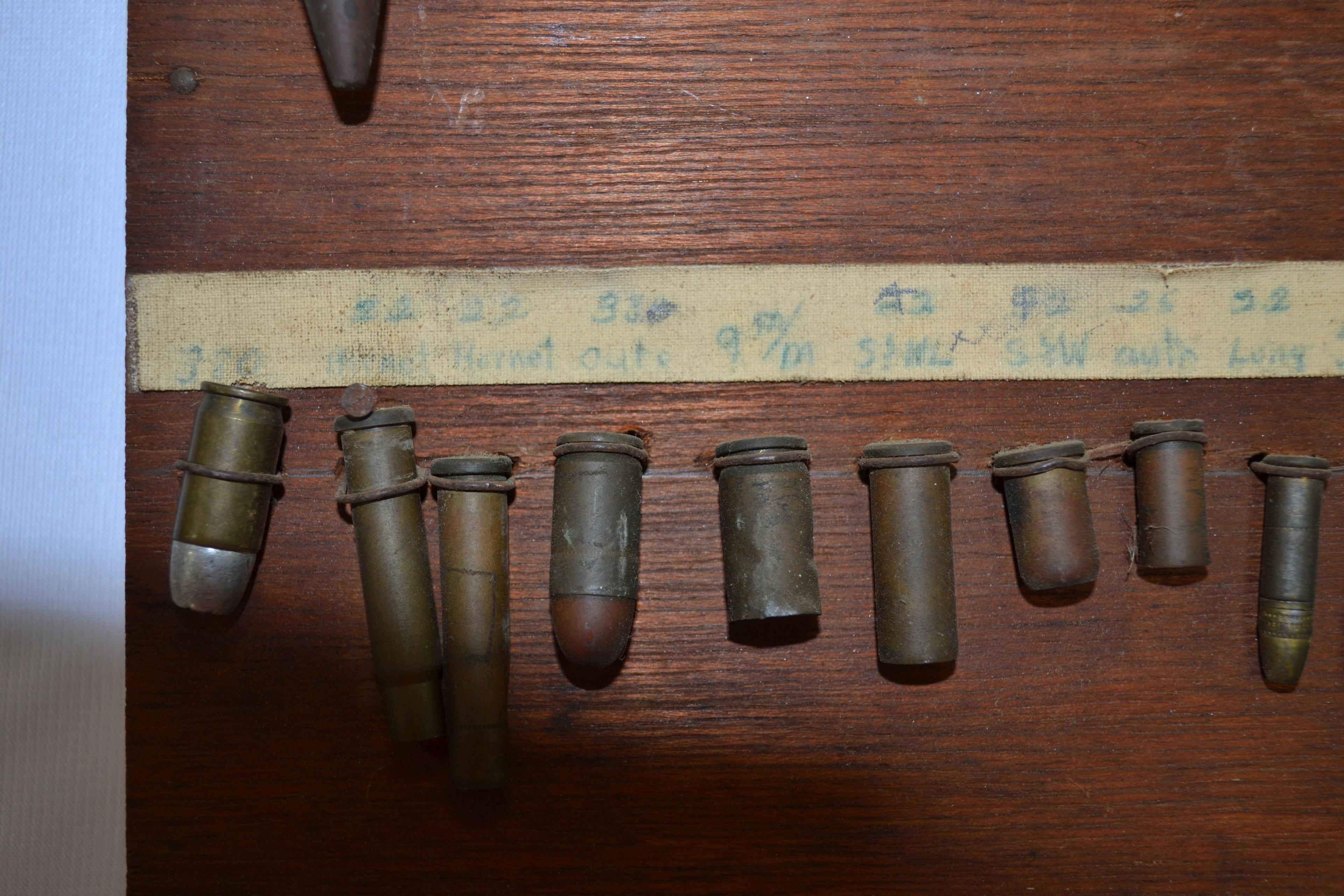 Display of Assorted Brass Shells and Casings; 12"x12"