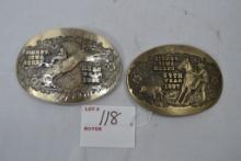 Pair of Sidney Iowa Rodeo 1987 & 1988 Belt Buckles