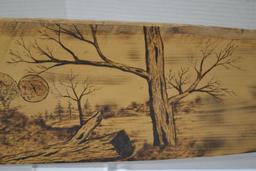 2005 Wood Burnt "The Night Stalkers" Wolf Hide Stretcher