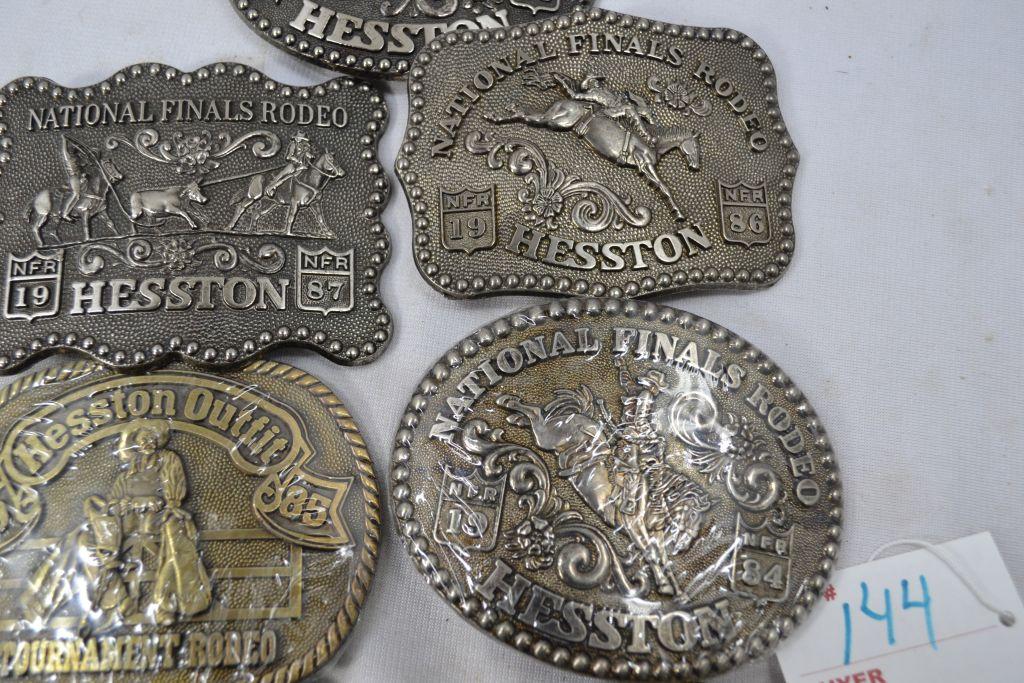 Group of Hesston Rodeo Buckles; 1982-1988; New & Used