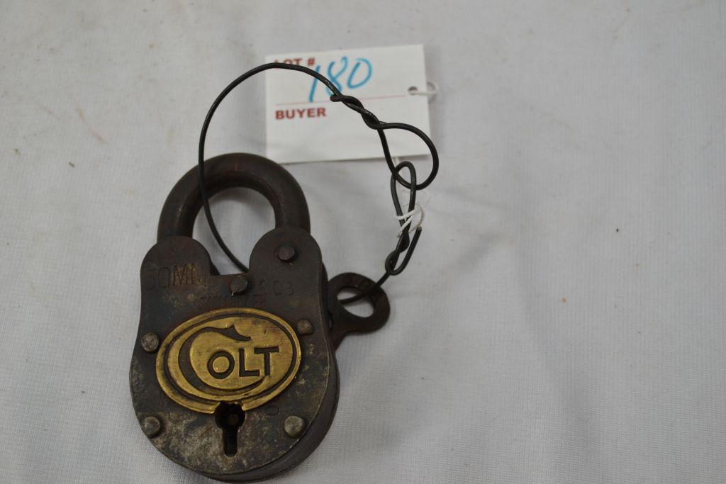 Colt #603 Brass Plate Cast Iron Lock with Key