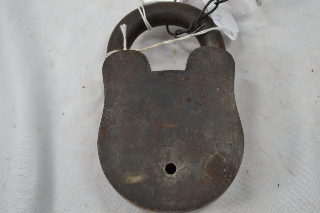 Wells Fargo Tombstone Arizona 5"x 3" Cast Iron and Brass Lock with A Key