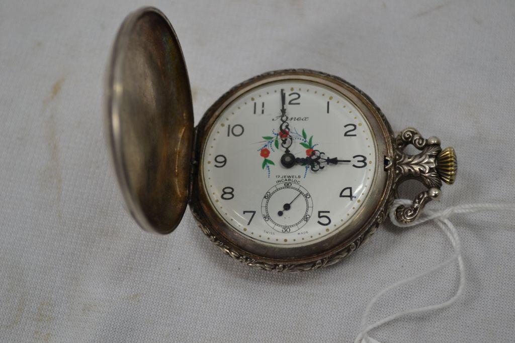 Vintage Fishing Theme Pocket Watch; Arnex 17 Jewels, Swiss