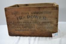 Federal Hi-Power Small Arms Ammunition Wooden Ammo Crate