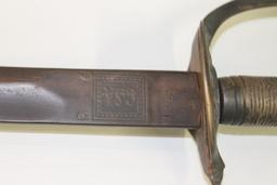 35.5" OVERALL LENGTH STAMPED 1862 CSA SWORD WITH SCABBARD