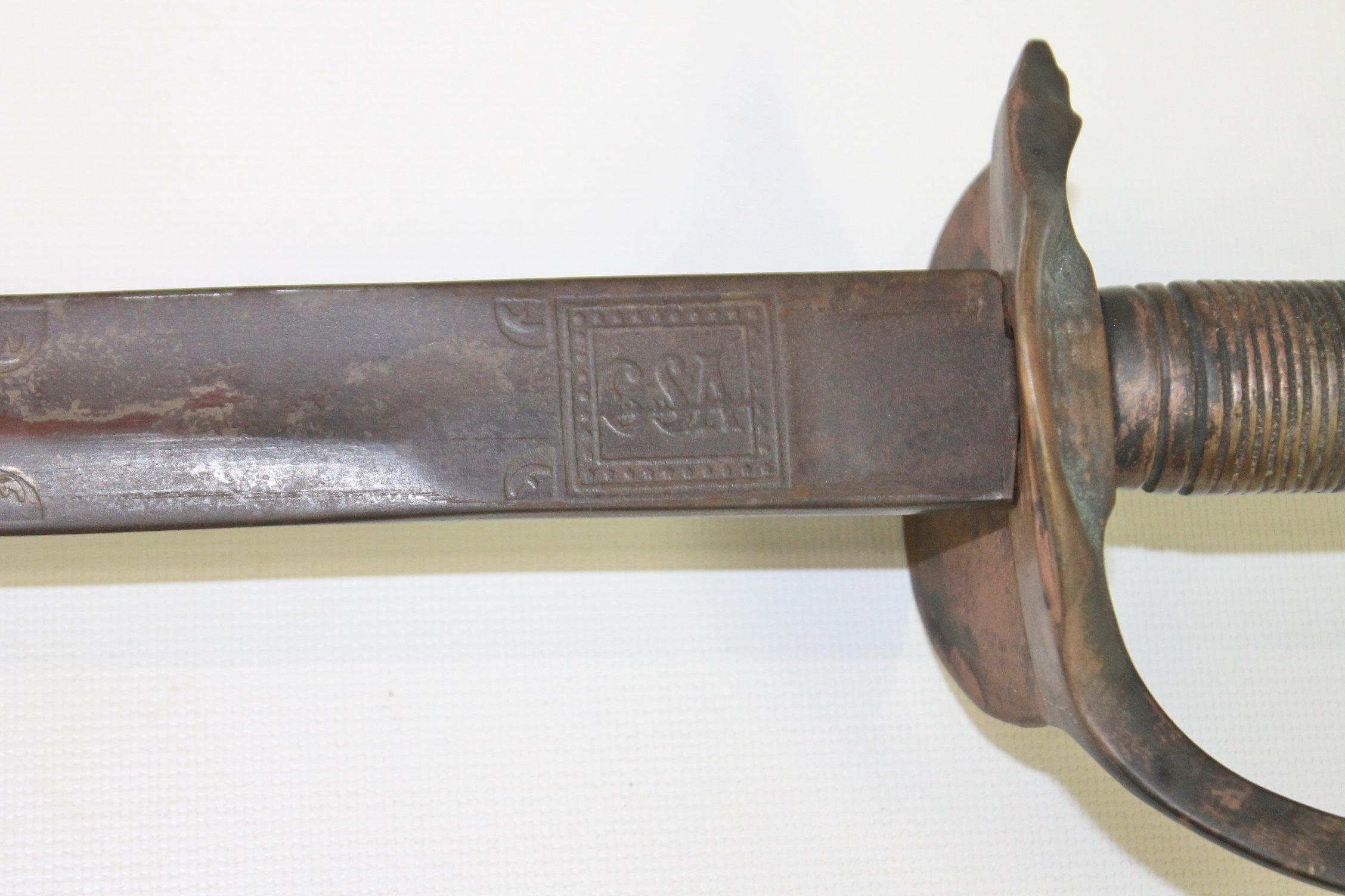 35.5" OVERALL LENGTH STAMPED 1862 CSA SWORD WITH SCABBARD