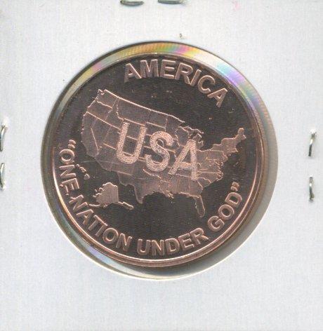 USA America One Ounce .999 Copper Round