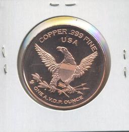 Statue of Liberty One Ounce .999 Copper Round
