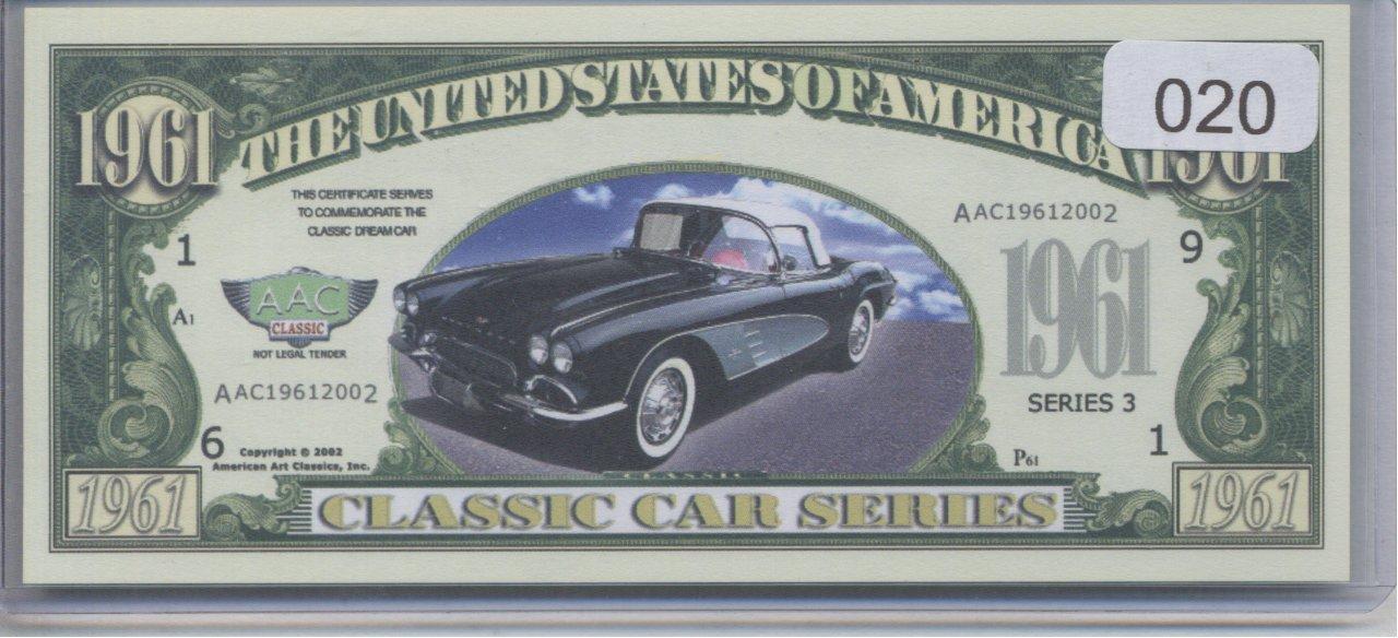 1961 Classic Car Series 1961 Dollars Novelty Note