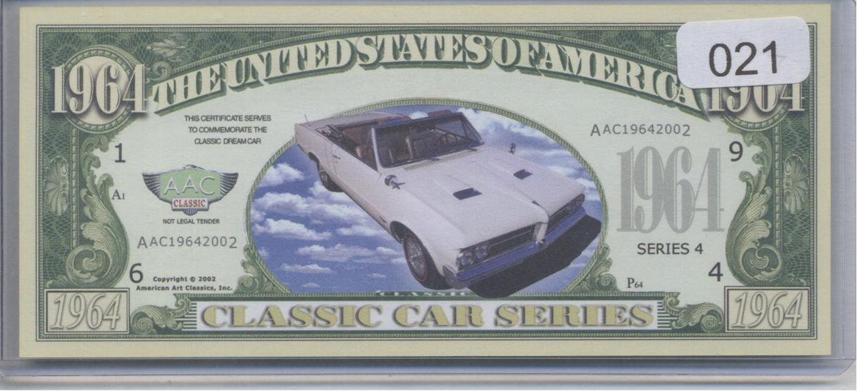 1964 Classic Car Series 1964 Dollars Novelty Note