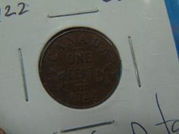 1922 Canada One Cent Coin - XF Key Date