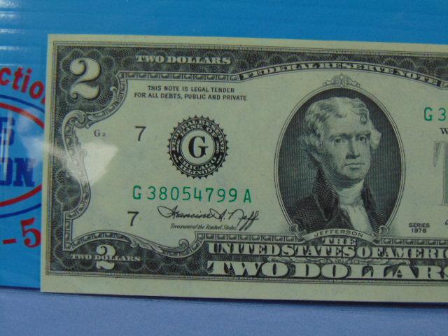 1976 First Day Issue Stamped $2 Note