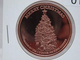 Merry Christmas Angel 1 Oz Copper Art Round