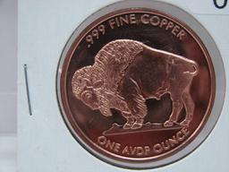 Indian Head Buffalo Nickle 1 Oz Copper Art Round