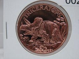 Triceratops 1 Oz Copper Art Round