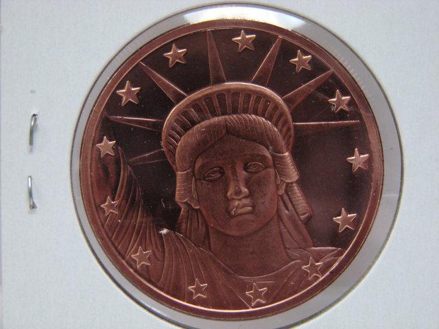 Statue Of Liberty 1 Oz Copper Art Round