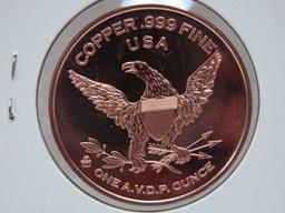 Eagle From Quarter 1 Oz Copper Art Round