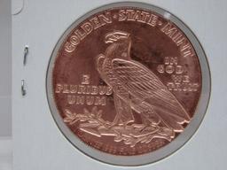 Indian Head Half Eagle 1 Oz Copper Art Round